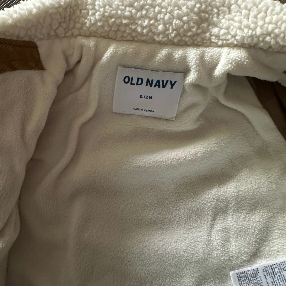 Old Navy brown corduroy jacket fleece lined baby boy 6-12 mo soft comfy